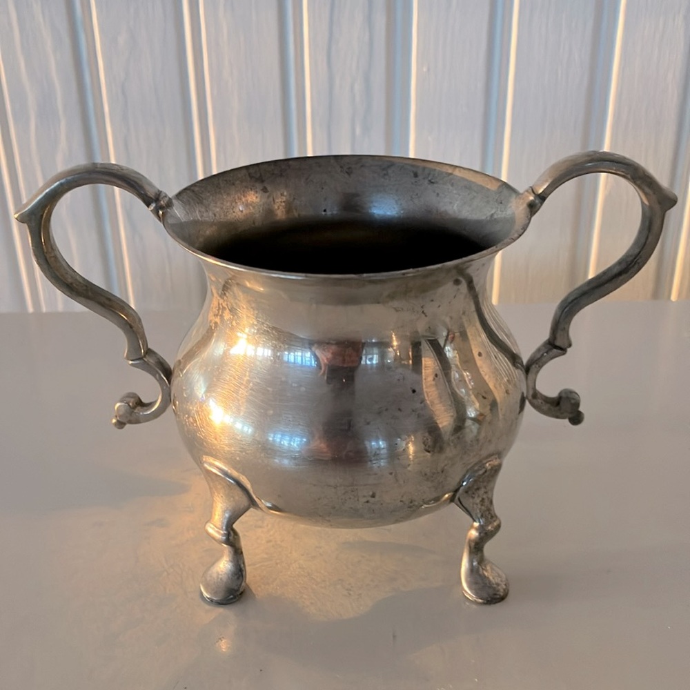 Vintage Stieff Pewter Colonial Williamsburg Silver Creamer and Sugar Set - Picture 2 of 13